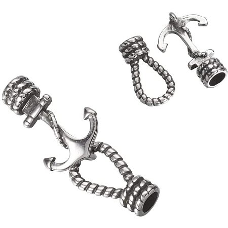UNICRAFTALE 10 PCS Stainless Steel Anchor Hook Clasps Jewelry Findings for DIY Necklaces Anklets Jewelry Making, Antique Silver