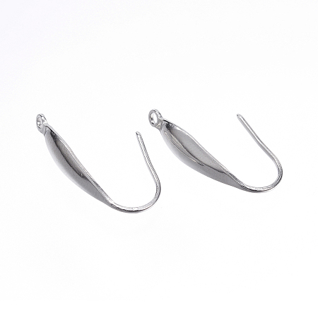 Honeyhandy 316 Surgical Stainless Steel Earring Hooks, with Vertical Loop, Stainless Steel Color, 20x10x4.5mm, Hole: 1.2mm, Pin: 0.57mm