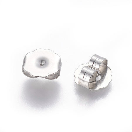 Honeyhandy 304 Stainless Steel Ear Nuts, Butterfly Earring Backs for Post Earrings, Stainless Steel Color, 9.5x9.5x4mm, Hole: 1mm