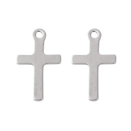 ARRICRAFT 200PCS 304 Stainless Steel Cross 304 Stainless Steel Blank Stamping Tag Pendants 16.5x10x0.6mm Hole: 1.4mm