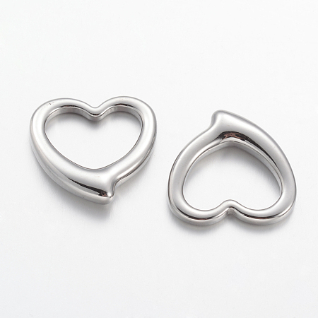 304 Stainless Steel Open Heart Pendants, Hollow, Stainless Steel Color, 24x24x5mm, Hole: 11.5x18mm