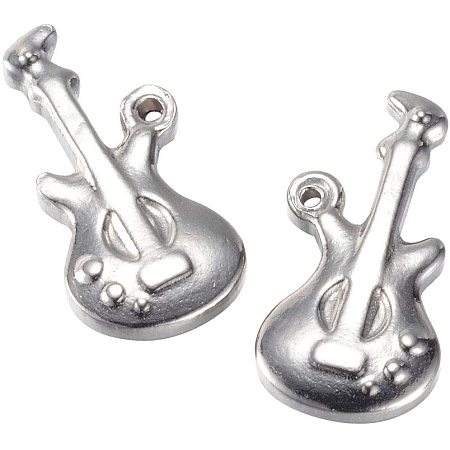UNICRAFTABLE 25PCS Stainless Steel Pendants Guitar Shape Charm Pendants Metal Necklace Charms for Bracelet Pendant Jewelry Making 20x10x3mm