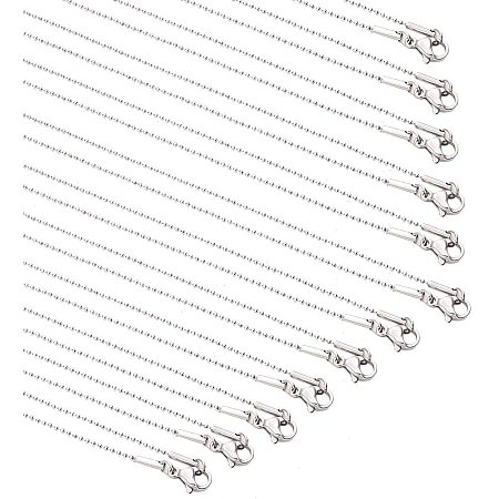 Pandahall Elite 10 Strands 1mm Stainless Steel Ball Chain Necklaces with Lobster Claw Clasps Silver Tones Chain Necklaces Metal Material for Men Women Necklaces Jewelry Making 20.4