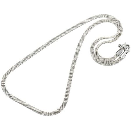 Pandahall Elite 10pcs 3mm Mesh Chain Necklace Stainless Steel Men Metal Mesh Flat Link Chain Necklaces Lobster Claw Clasps for Men Necklaces Jewelry Accessories DIY Making