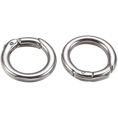 UNICRAFTALE 1Pc 304 Stainless Steel Spring Gate Rings O Rings for Jewelry Making Handmaking Crafts DIY,Stainless Steel Color