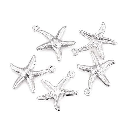 NBEADS 100PCS 304 Stainless Steel Starfish Pendant Charms for Jewellery Making