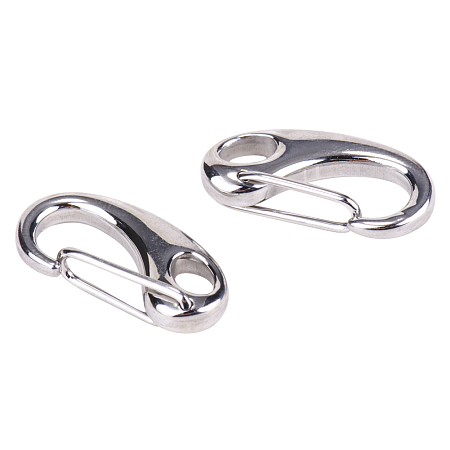 PandaHall Elite 304 Stainless Steel Eye Lobster Snap Clasp Key Chain 26x13x4.5mm Keyring Connection, 2pcs/bag
