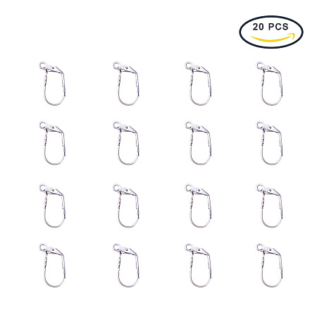 PandaHall Elite 304 Stainless Steel Earring Hoop Components 19.5x10mm Back Earrings, 20pcs/bag