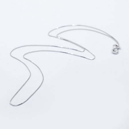 Honeyhandy 925 Sterling Silver Box Chain Necklaces, with Spring Ring Clasps, Carved 925, Platinum, 18 inch(45cm), 0.65mm