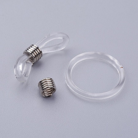 Honeyhandy Silicone EyeGlass Holders, with Iron Findings, Clear, Platinum, 24x7mm