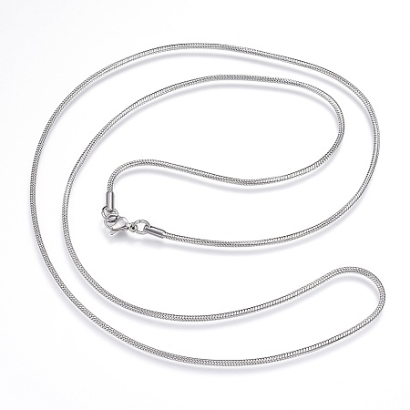 Honeyhandy 304 Stainless Steel Snake Chain Necklaces, with Lobster Claw Clasps, Stainless Steel Color, 29.9 inch(76cm), 2mm