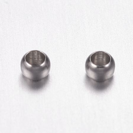 Honeyhandy 316 Surgical Stainless Steel Crimp Beads, Rondelle, Stainless Steel Color, 2x1.5mm, Hole: 1mm