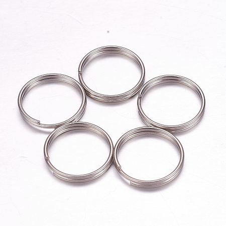 Honeyhandy 304 Stainless Steel Split Rings, Double Loops Jump Rings, Stainless Steel Color, 16x2mm, 14mm inner diameter