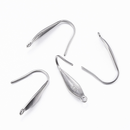 Honeyhandy 316 Surgical Stainless Steel Earring Hooks, with Vertical Loop, Stainless Steel Color, 19.5x4.5x1mm, Hole: 1.2mm