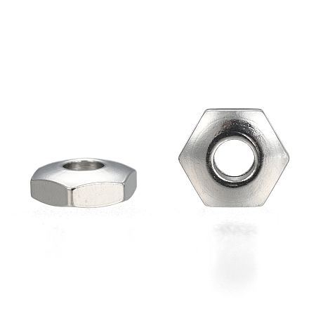 Honeyhandy 304 Stainless Steel Spacer Beads, Hexagon, Stainless Steel Color, 5x5.7x2mm, Hole: 1.8mm
