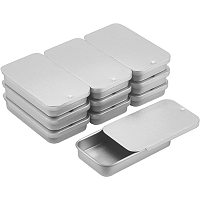 BENECREAT 20 Pack Metal Slide Top Tin Containers Platinum Small Tin Containers for Lip Balm, Crafts, Storage Kit, 2.4x1.3x0.4''