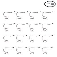 PandaHall Elite 100 Pcs 304 Stainless Steel Earring Hooks Ear Wire 22x12x2mm for Jewelry Making
