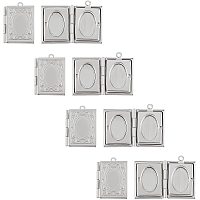 UNICRAFTALE 10pcs Rectangle Photo Frame Charms Hypoallergenic Locket Charms Stainless Steel Pendants for Jewelry Making, Stainless Steel Color Inner Size 9.5x15mm