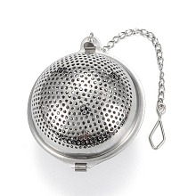 Honeyhandy Round Shape Tea Infuser, with Chain & Hook, Loose Tea 304 Stainless Steel Mesh Tea Ball Strainer, Stainless Steel Color, 170mm