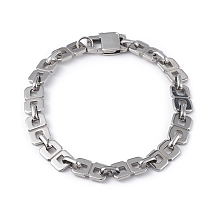 Honeyhandy 304 Stainless Steel Oval & Rectangle Link Chain Bracelet for Men Women, Stainless Steel Color, 8-3/8 inch(21.2cm)