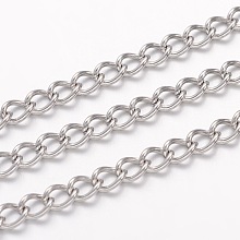 Honeyhandy 304 Stainless Steel Twisted Chains, Curb Chains, Unwelded, with Spool, Stainless Steel Color, 5x3.5x0.8mm, about 32.8 Feet(10m)/roll