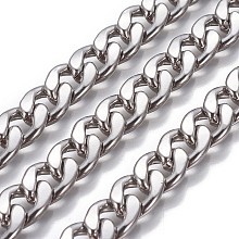 Honeyhandy 304 Stainless Steel Cuban Link Chains, Chunky Curb Chains, Unwelded, Stainless Steel Color, 12x9x3mm