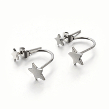 Honeyhandy 304 Stainless Steel Ear Studs, Star, Stainless Steel Color, 20~25x8mm, Pin: 0.8mm