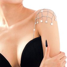 FINGERINSPIRE 2PCS Rhinestone Shoulder Bra Body Chain Platinum Color Rhinestone Women Bra Strap Chain Shoulder Harness Chain Triangle Tassels Wedding Arm Chain for Summer Beach Bikini Wedding Bride