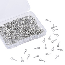 Honeyhandy Iron Screw Eye Pin Peg Bails, For Half Drilled Beads, Platinum, 10x4x1mm, Hole: 2mm, 300pcs/box