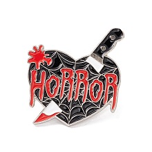 Honeyhandy Word Horror Enamel Pin, Heart with Knife Alloy Badge for Backpack Clothes, Platinum, Black, 29.2x26.1x1.5mm