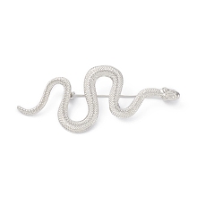 Honeyhandy Alloy Snake Brooch Pin, Badge for Backpack Clothes, Platinum, 72x28x9mm