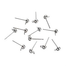 ARRICRAFT 200PCS (100 Pairs) Platinum Brass Earring Stud Ear Nail Iron Half Ball Post Earring Findings, 6x4mm