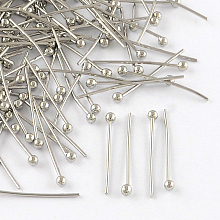 Honeyhandy Brass Ball Head pins, Cadmium Free & Lead Free, Platinum, 20x0.5mm, 24 Gauge, Head: 2mm, about 10000pcs/bag