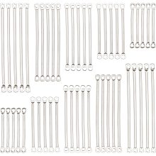 SUNNYCLUE 1 Box 150Pcs 5 Size Bar Link Charm Iron Earring Bar Connectors 2 Hole Stick Strip Long Vertical Rectangle Blanks Pendants for Jewelry Making Charms Findings Accessory, Silver