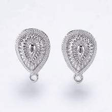 Honeyhandy Alloy Stud Earring Findings, with Loop, Teardrop, Platinum, 19x12mm, Hole: 1mm, Pin: 0.7mm