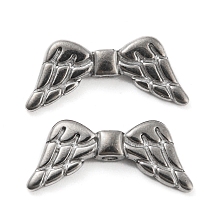 Honeyhandy Non-Tarnish 316 Stainless Steel Beads, Wings, Stainless Steel Color, 8.5x18.5x4mm, Hole: 1.5mm