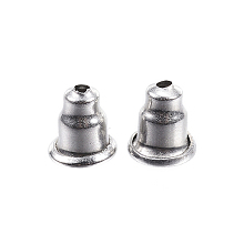 Honeyhandy 304 Stainless Steel Ear Nuts, Earring Backs, Stainless Steel Color, 6x5mm, Hole: 1mm