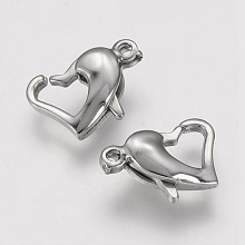 Honeyhandy 304 Stainless Steel Lobster Claw Clasps, Heart, Stainless Steel Color, 11.5x8x3.5mm, Hole: 1mm