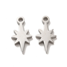 Honeyhandy 304 Stainless Steel Charms, Laser Cut, Star, Stainless Steel Color, 13x7x1.5mm, Hole: 1.4mm