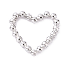 Honeyhandy 304 Stainless Steel Linking Rings, Imitation Round Beaded Heart, Stainless Steel Color, 20x22x2.5mm, Inner Diameter: 12x16mm