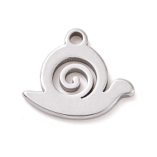 Honeyhandy 304 Stainless Steel Charms, Snail Charms, Stainless Steel Color, 9.5x11x1mm, Hole: 1.2mm