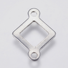 Honeyhandy 201 Stainless Steel Links connectors, Hollow Rhombus, Stainless Steel Color, 16x12x0.8mm, Hole: 1.5mm