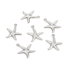 Honeyhandy 304 Stainless Steel Pendants, Starfish, Stainless Steel Color, 17.5x15.5x2mm, Hole: 1mm