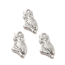 304 Stainless Steel Pendant Rhinestone Settings, Owl, Stainless Steel Color, Fit for 1~1.4mm Rhinestone, 20x11x3mm, Hole: 2mm