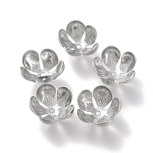 Honeyhandy 304 Stainless Steel Bead Caps, 5-Petal, Flower, Stainless Steel Color, 13x13x6mm, Hole: 1.5mm