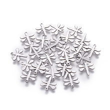 Honeyhandy 201 Stainless Steel Charms, Dragonfly, Stainless Steel Color, 11.5x10x0.7mm, Hole: 1mm