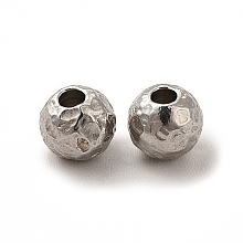 Honeyhandy 201 Stainless Steel Beads, Textured, Round, Stainless Steel Color, 5mm, Hole: 1.5mm