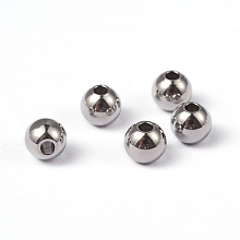 Honeyhandy Round 202 Stainless Steel Beads, Stainless Steel Color, 5x4.5mm, Hole: 1.5mm