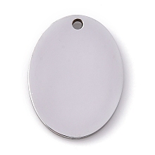 Honeyhandy 304 Stainless Steel Pendants, Stamping Blank Tag, Laser Cut, Oval, Stainless Steel Color, 20x15x1.5mm, Hole: 1.4mm