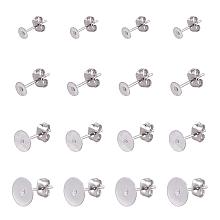 PandaHall Elite 60pcs 3 Size Blank Earring Pins 304 Stainless Steel Flat Round Blank Peg & Post Ear Studs Findings with 60pcs Earring Safety Backs Clutch, Stainless Steel Color